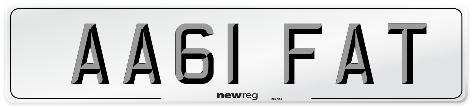 AA61 FAT Number Plate from New Reg